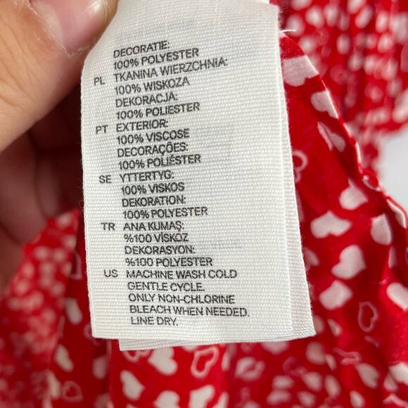 & Other Stories 2 of Hearts red white hearts dress ruffle neck line size 6 - Picture 14 of 16